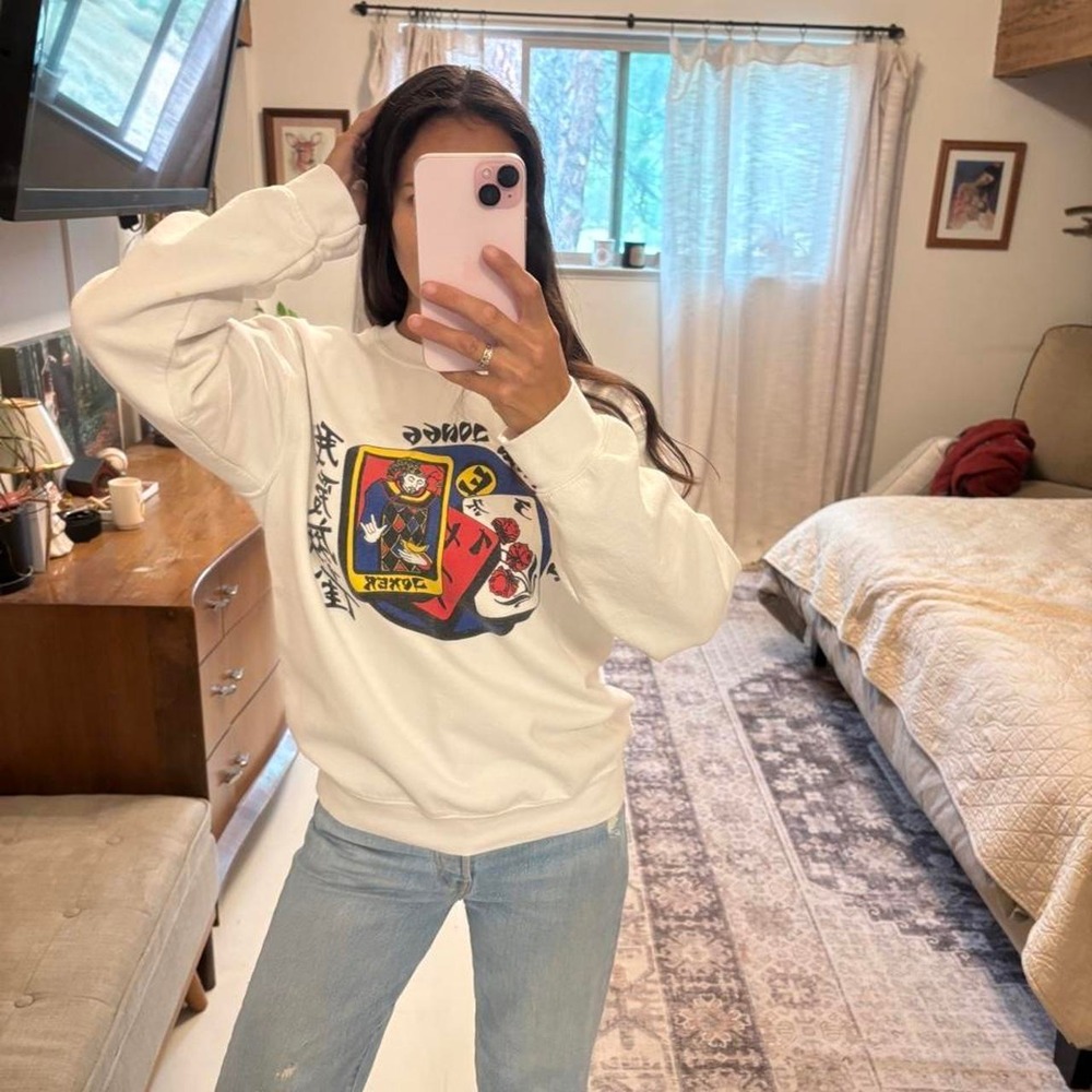 Gildan Heavy Blend I Love Mah Jongg Joker Graphic Sweatshirt White Medium